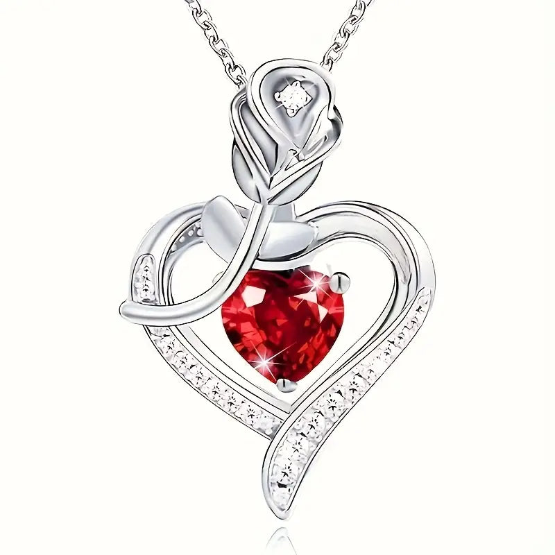 Collier pendentif cœur rubis en argent