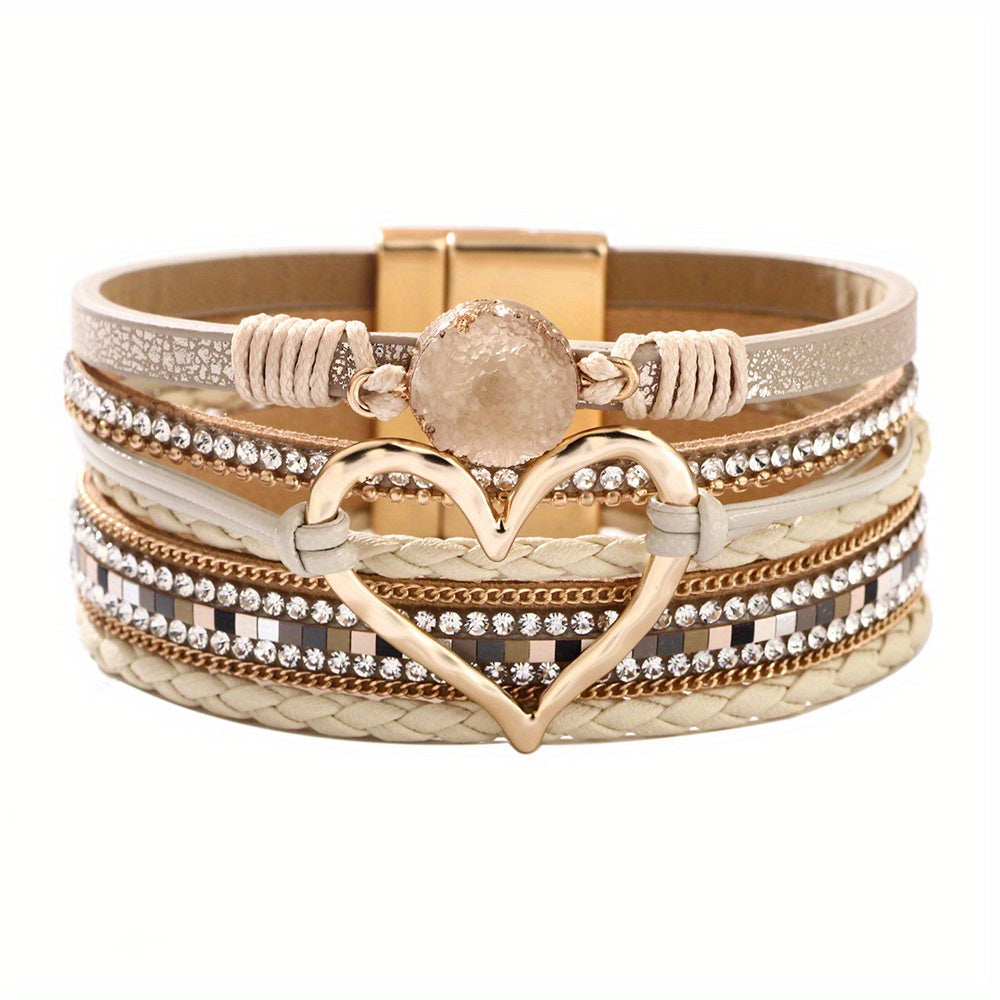 Bracelet bohémien en cuir à couches multiples