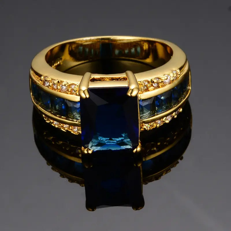 Bague saphir taille carrée en or