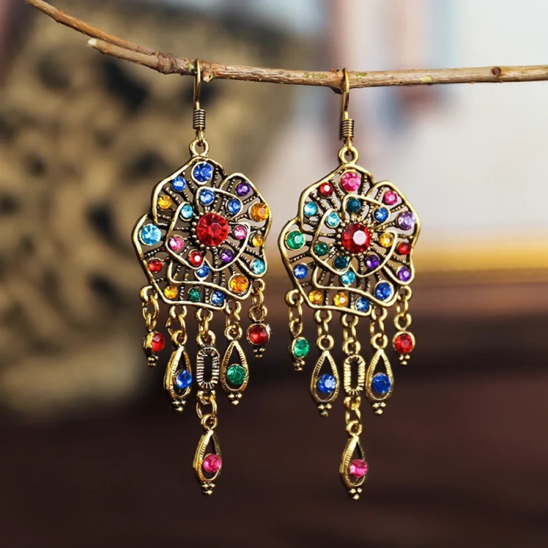 Aretes mandala vintage coloridos