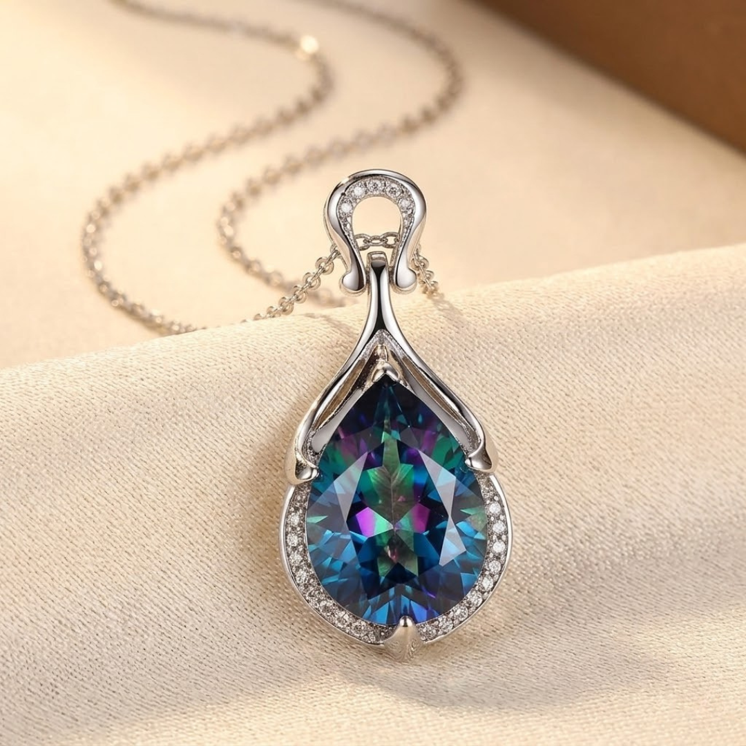 Collier goutte saphir en argent