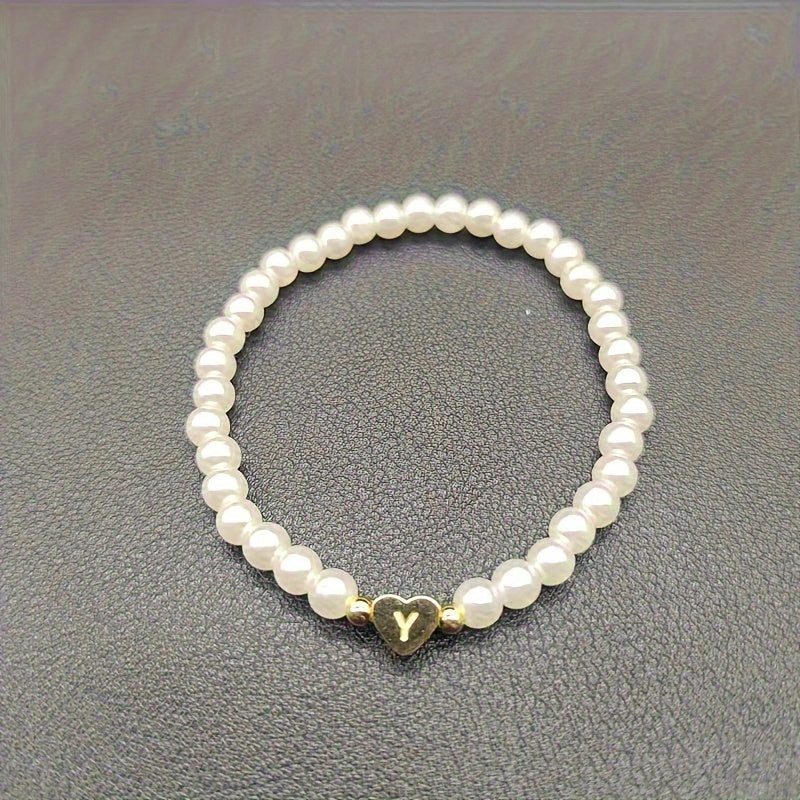 Bracelet chic avec initiale A-Z et cœur