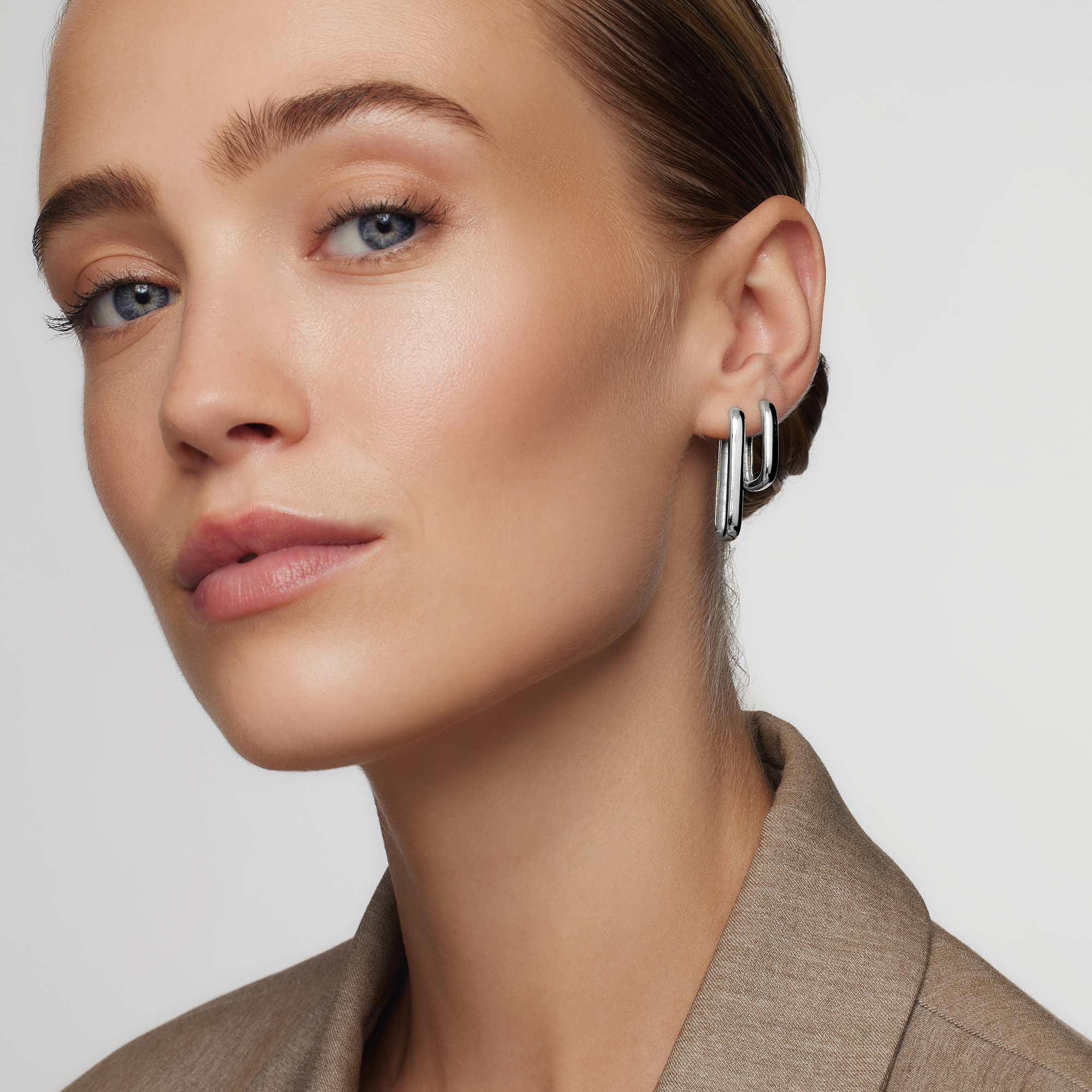 Large Icon Hoops | White Gold