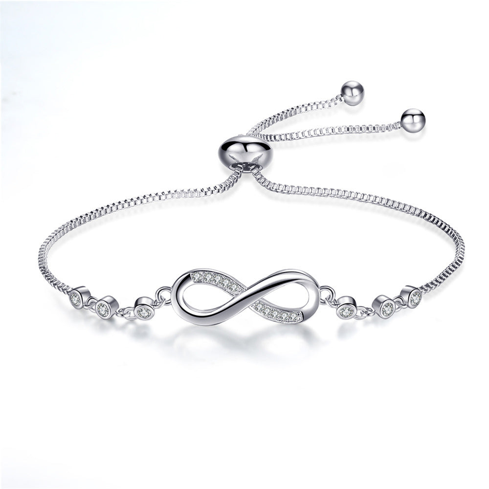Pulsera elegante ajustable en oro rosa con símbolo de infinito