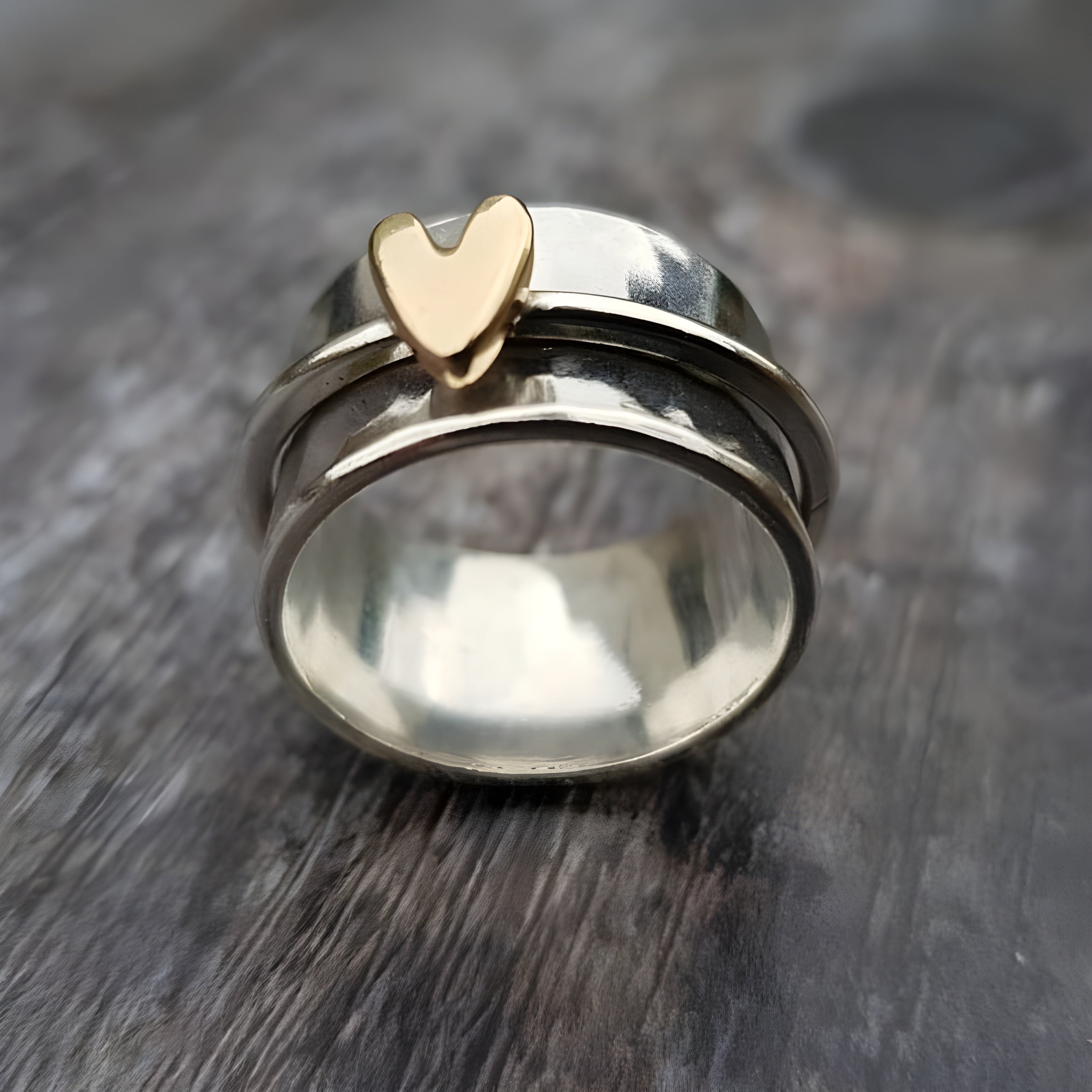 Bague cœur doré en argent