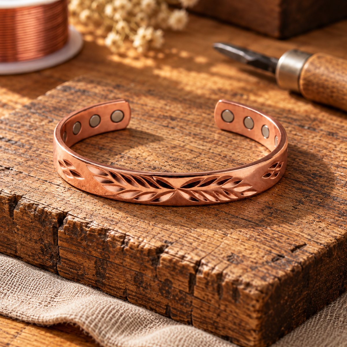 Bracelet Plume en Cuivre