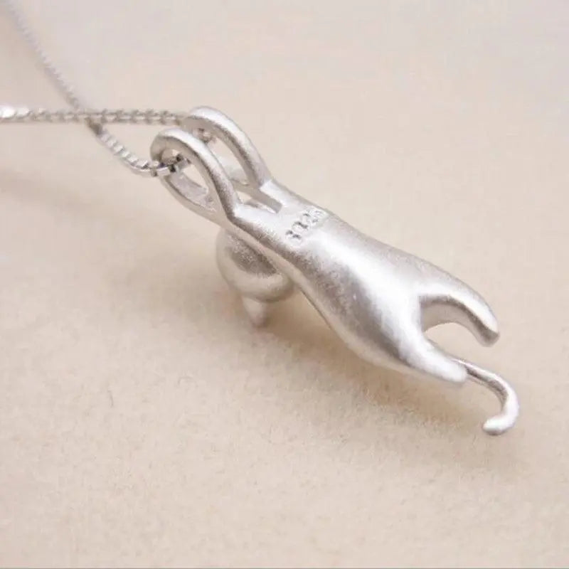 Collar divertido de gatito en plata esterlina 925