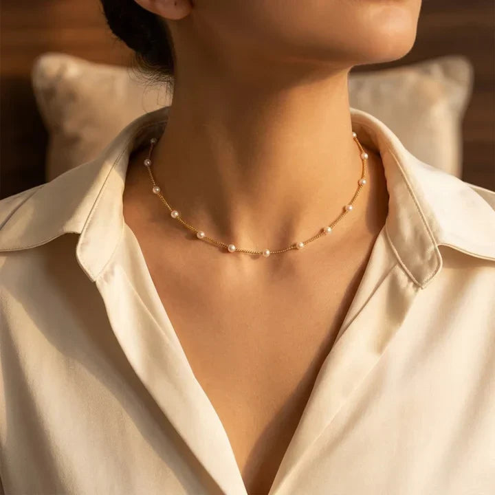Collier chaîne de perles espacées en or