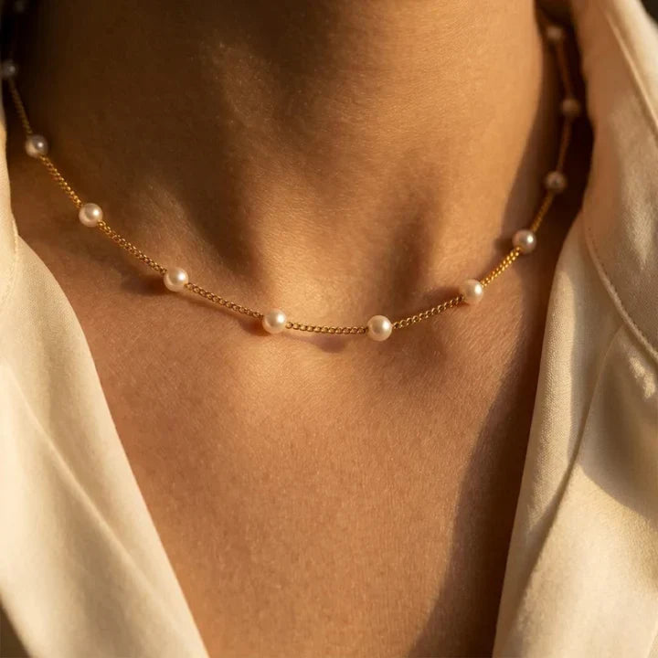 Collier chaîne de perles espacées en or
