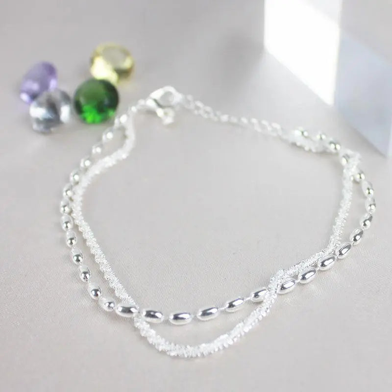 Ensemble de bracelets élégants en argent avec pierres de zircon