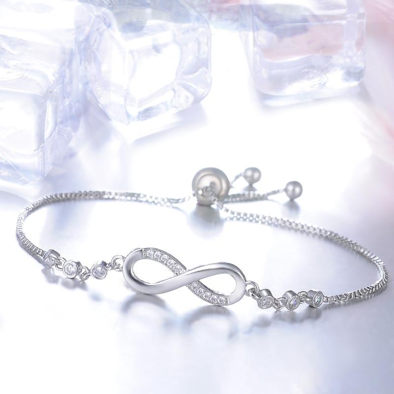 Pulsera elegante ajustable en oro rosa con símbolo de infinito