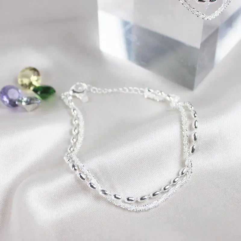 Ensemble de bracelets élégants en argent avec pierres de zircon