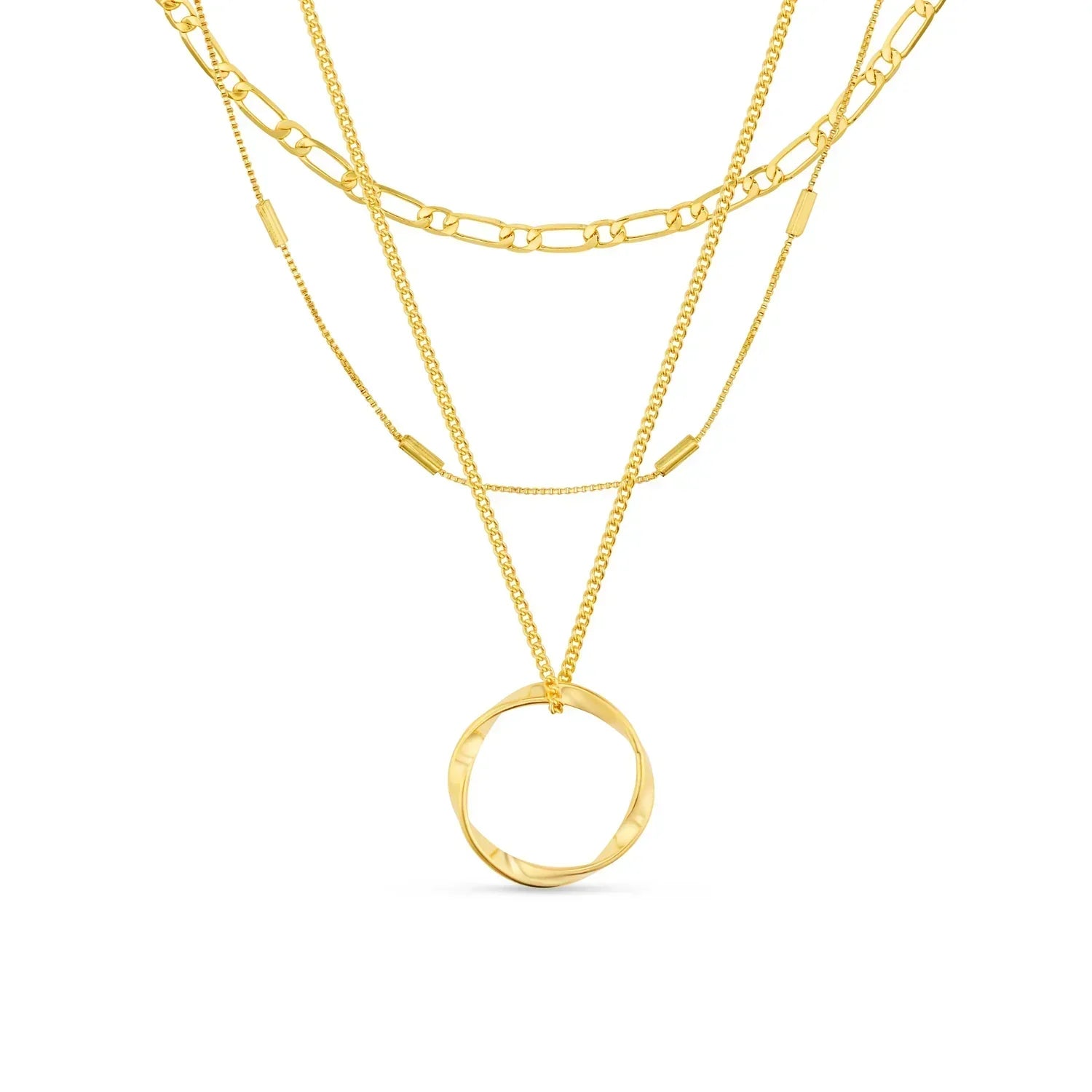 Collana a tre fili con cerchio aperto | Oro
