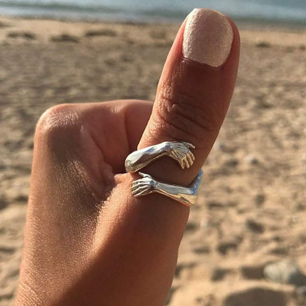 Anillo abrazo de plata 925 con tamaño ajustable