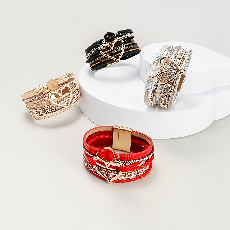 Pulsera bohemia de cuero multicapa