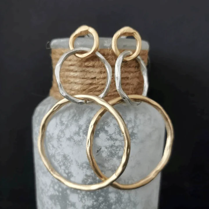 Pendientes de aro vintage en oro y plata