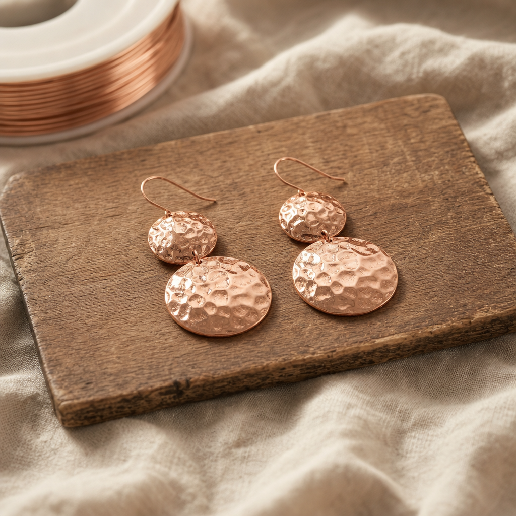Boucles d'oreilles Solstice en cuivre