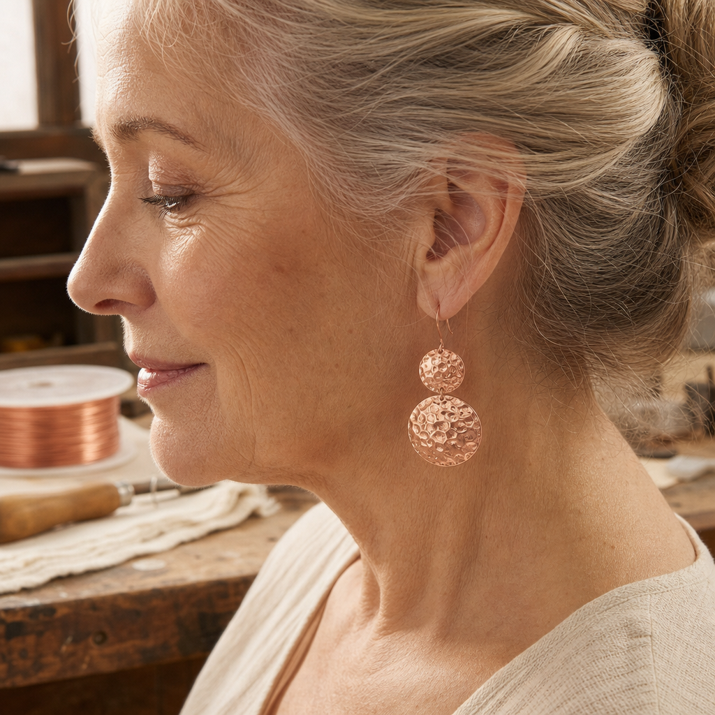 Boucles d'oreilles Solstice en cuivre