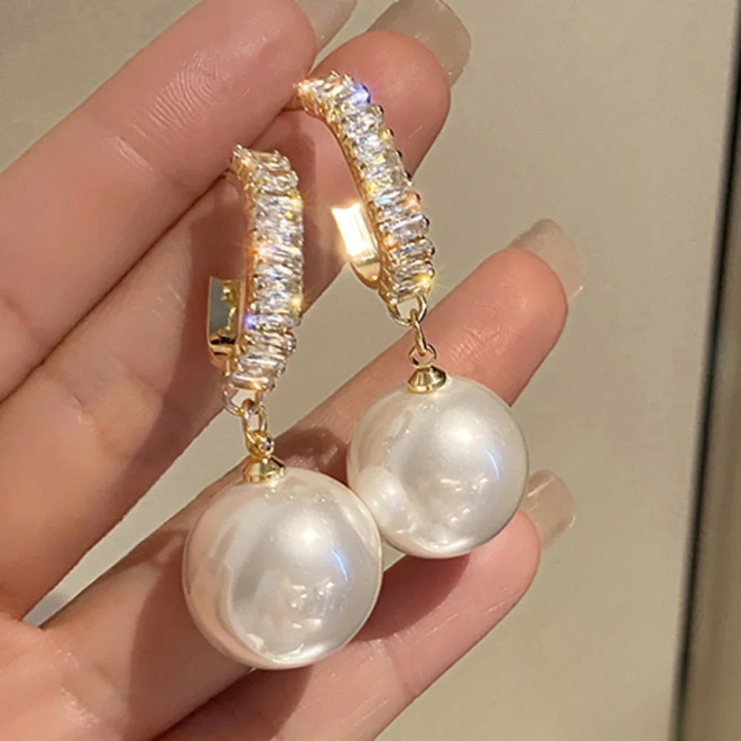 Boucles d’oreilles chic avec perles et zircon