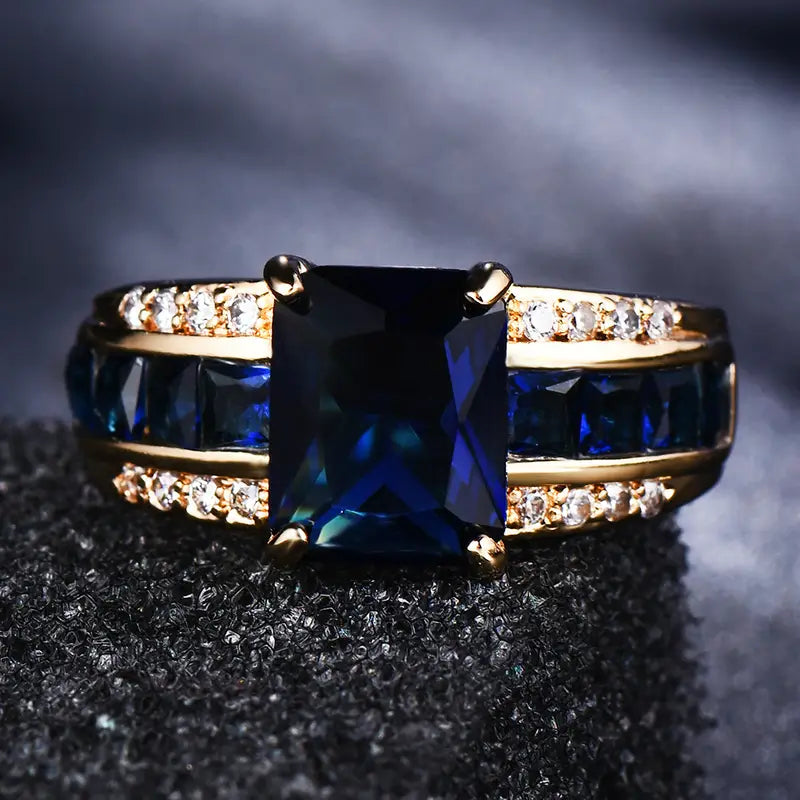 Bague saphir taille carrée en or