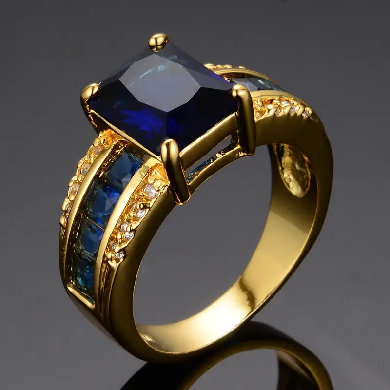 Bague saphir taille carrée en or