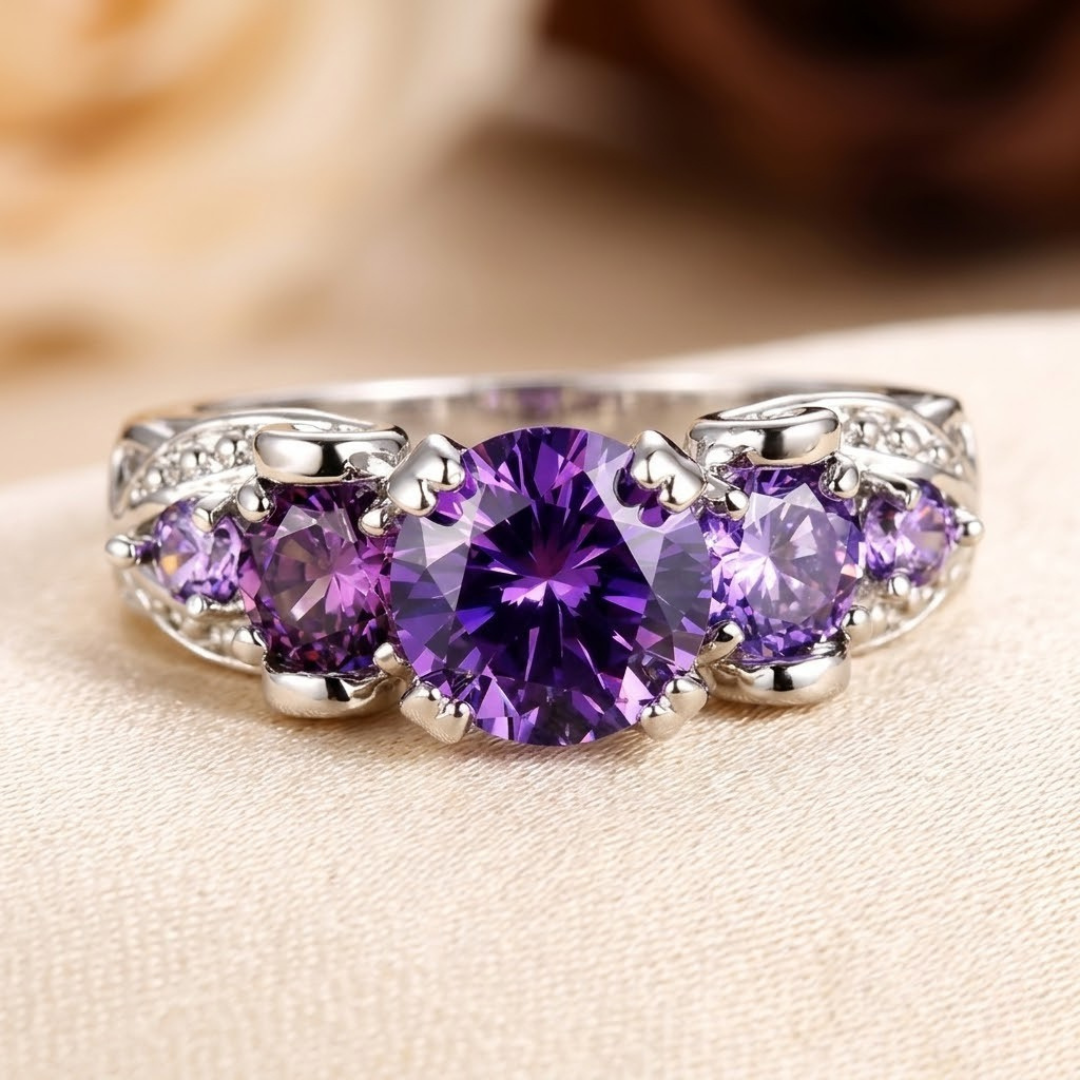 Bague vintage améthyste en argent