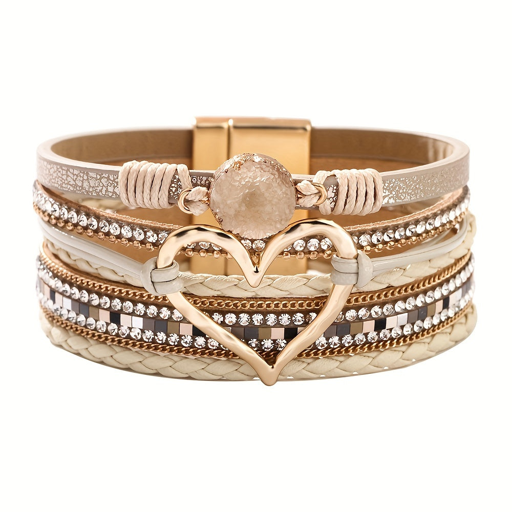 Pulsera bohemia de cuero multicapa
