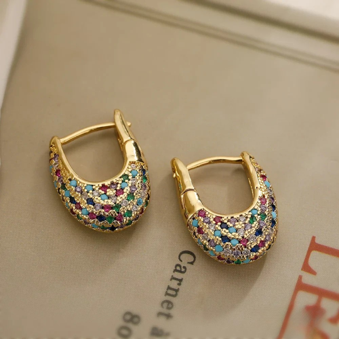 Aretes chic con incrustaciones de cristal
