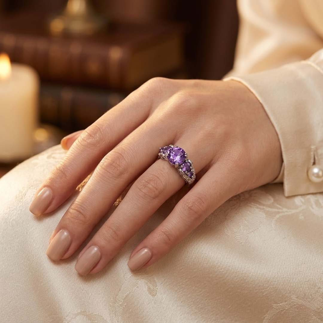 Bague vintage améthyste en argent