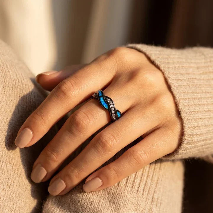 Bague sertie torsadée en argent