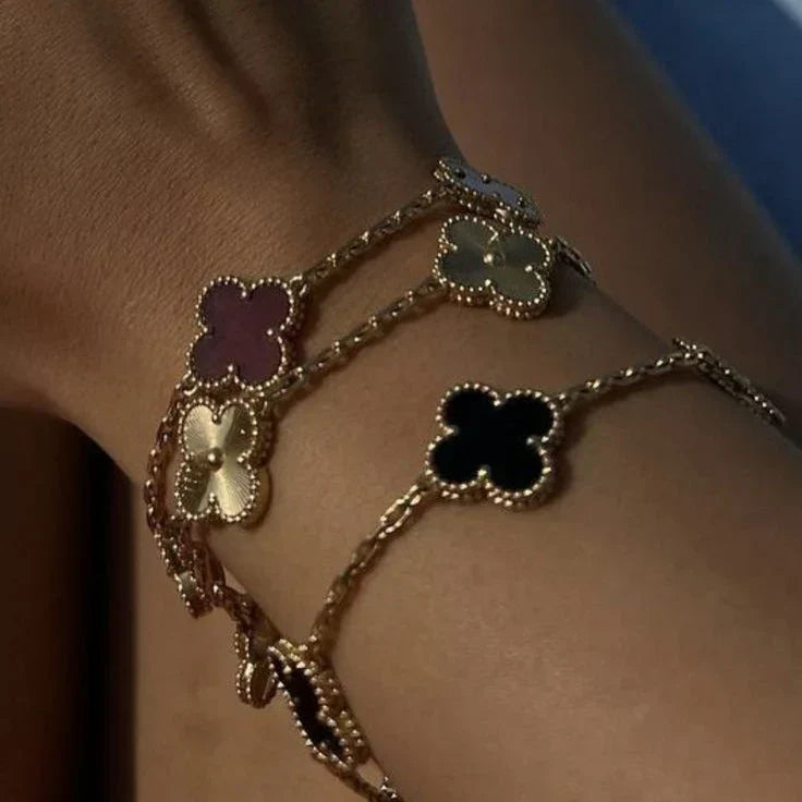 CLOVER | Pulsera Negro/Dorado