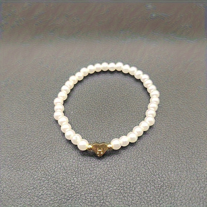 Bracelet chic avec initiale A-Z et cœur