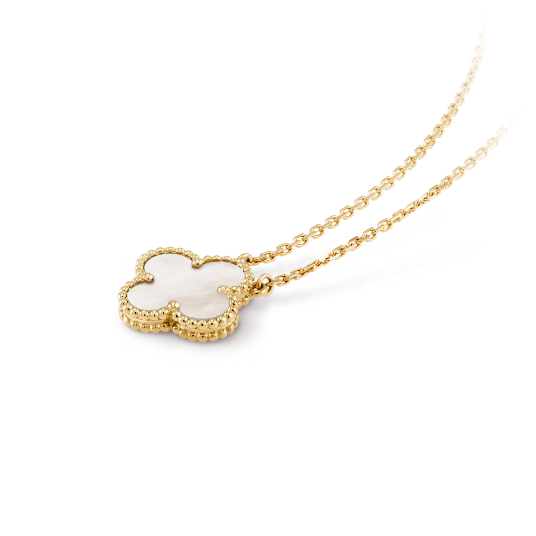 CLOVER | Collar Blanco/Dorado