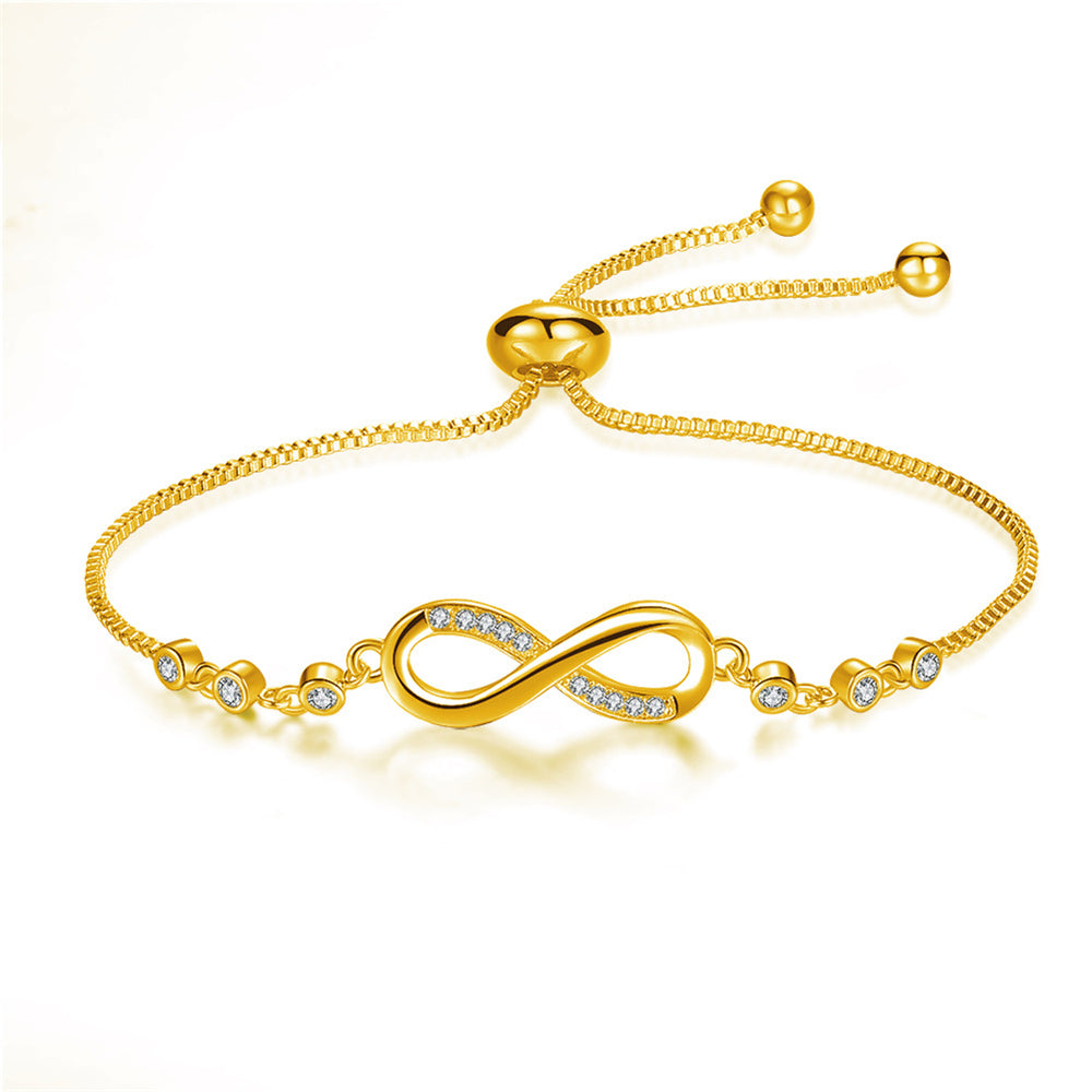 Pulsera elegante ajustable en oro rosa con símbolo de infinito