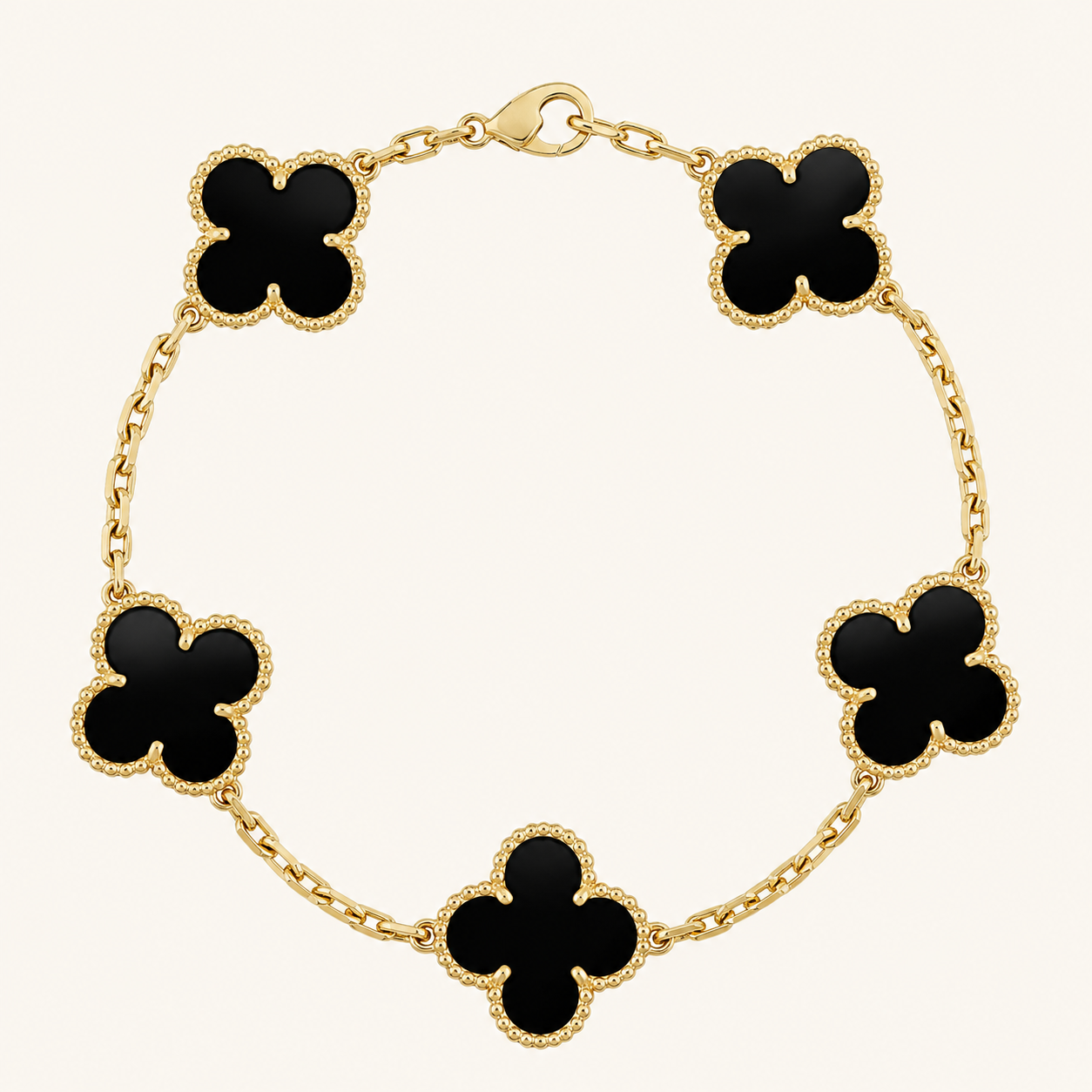 CLOVER | Pulsera Negro/Dorado