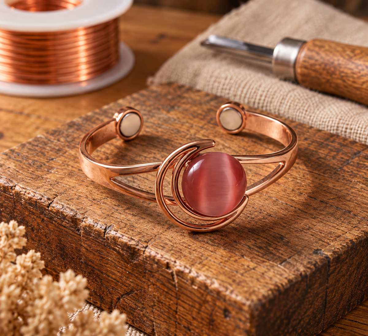 Bracelet Sphere en Cuivre Rose