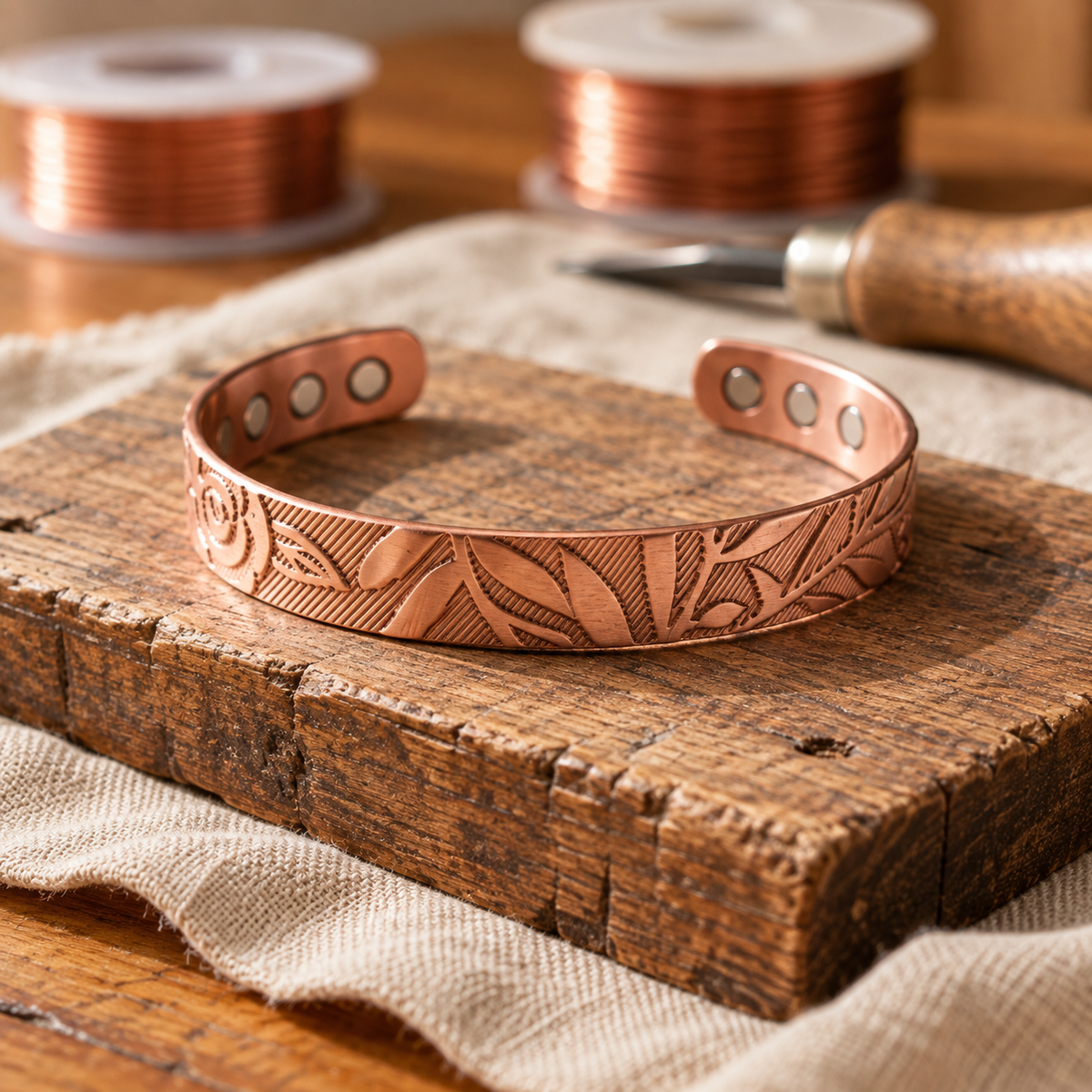 Bracelet en Cuivre Repoussé