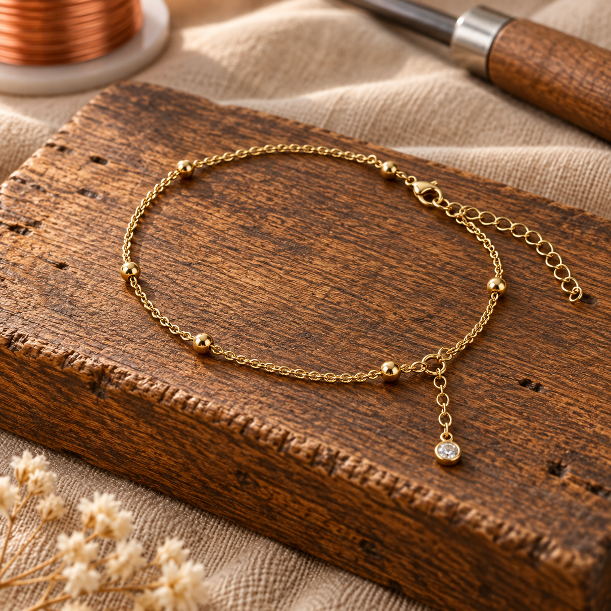 Bracelet de cheville Willow en cuivre