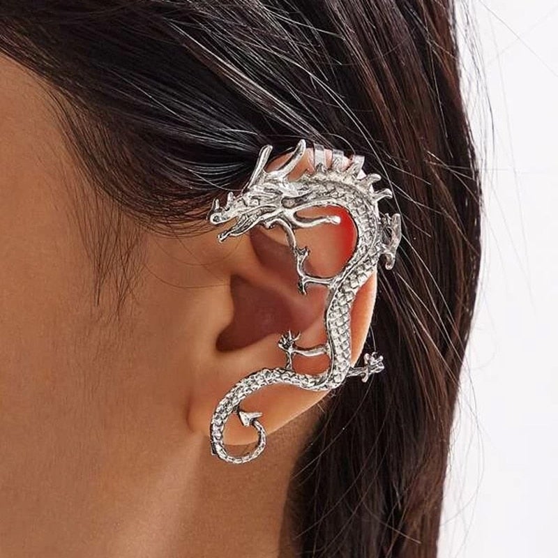 Boucles d’oreilles dragon argentées