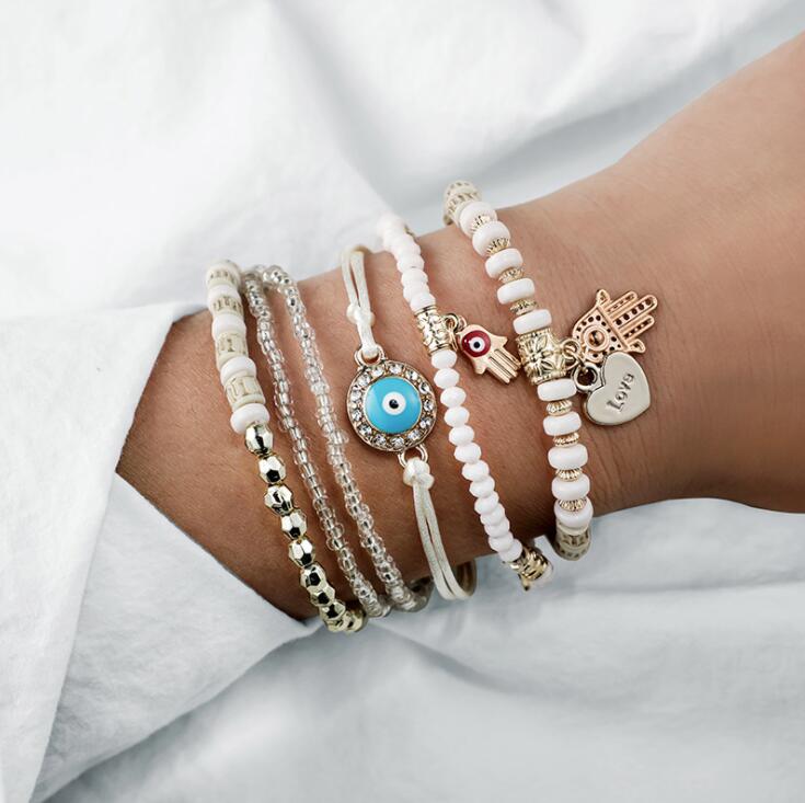 Set de pulseras con dije de Hamsa