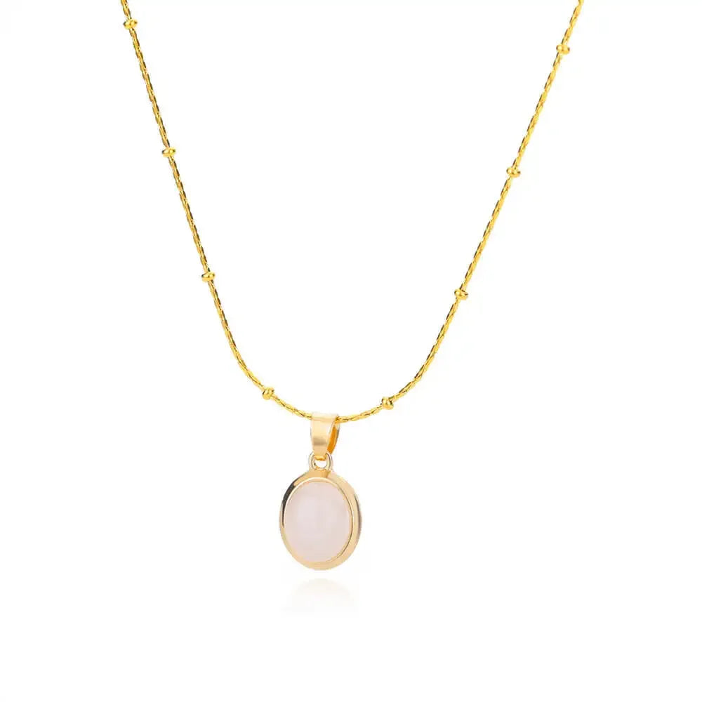 Collar elegante de acero inoxidable dorado con colgante de ópalo en forma de gota de agua