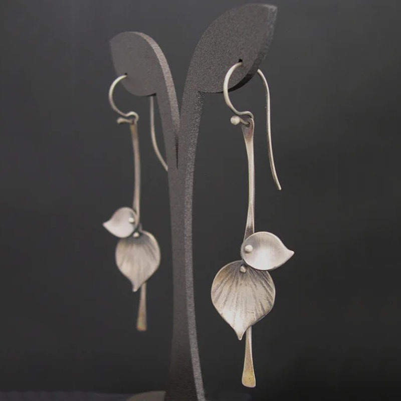 Pendientes vintage de hoja en plata