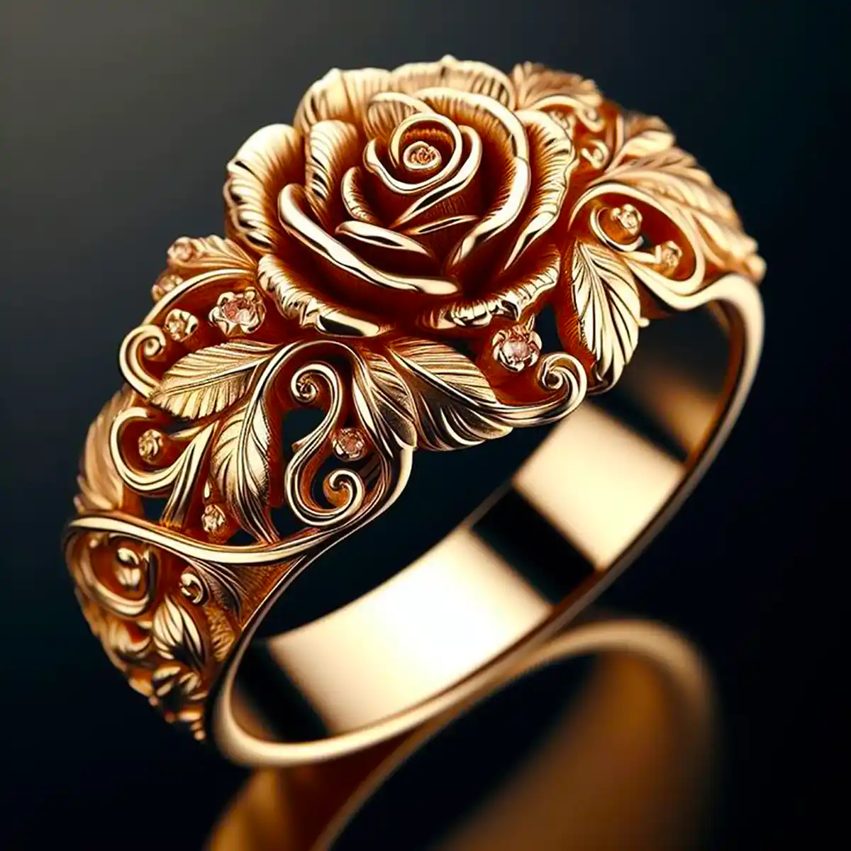 Bague fleur dorée