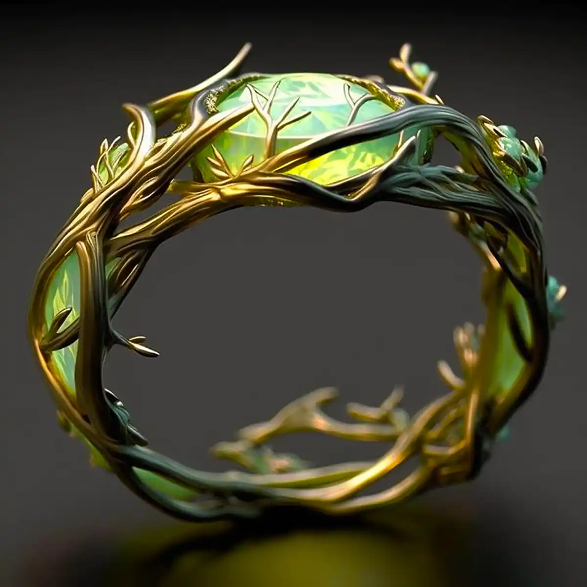 Bague en opale verte naturelle