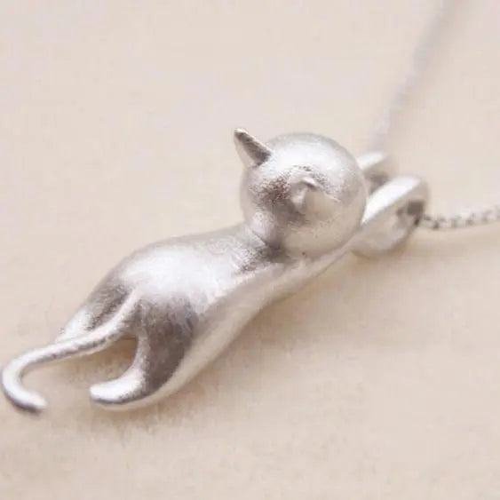 Collar divertido de gatito en plata esterlina 925