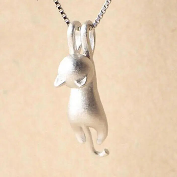 Collar divertido de gatito en plata esterlina 925