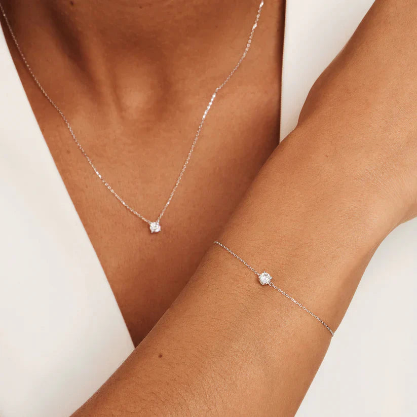 Cléa Moissanite Stone Bracelet | White Gold